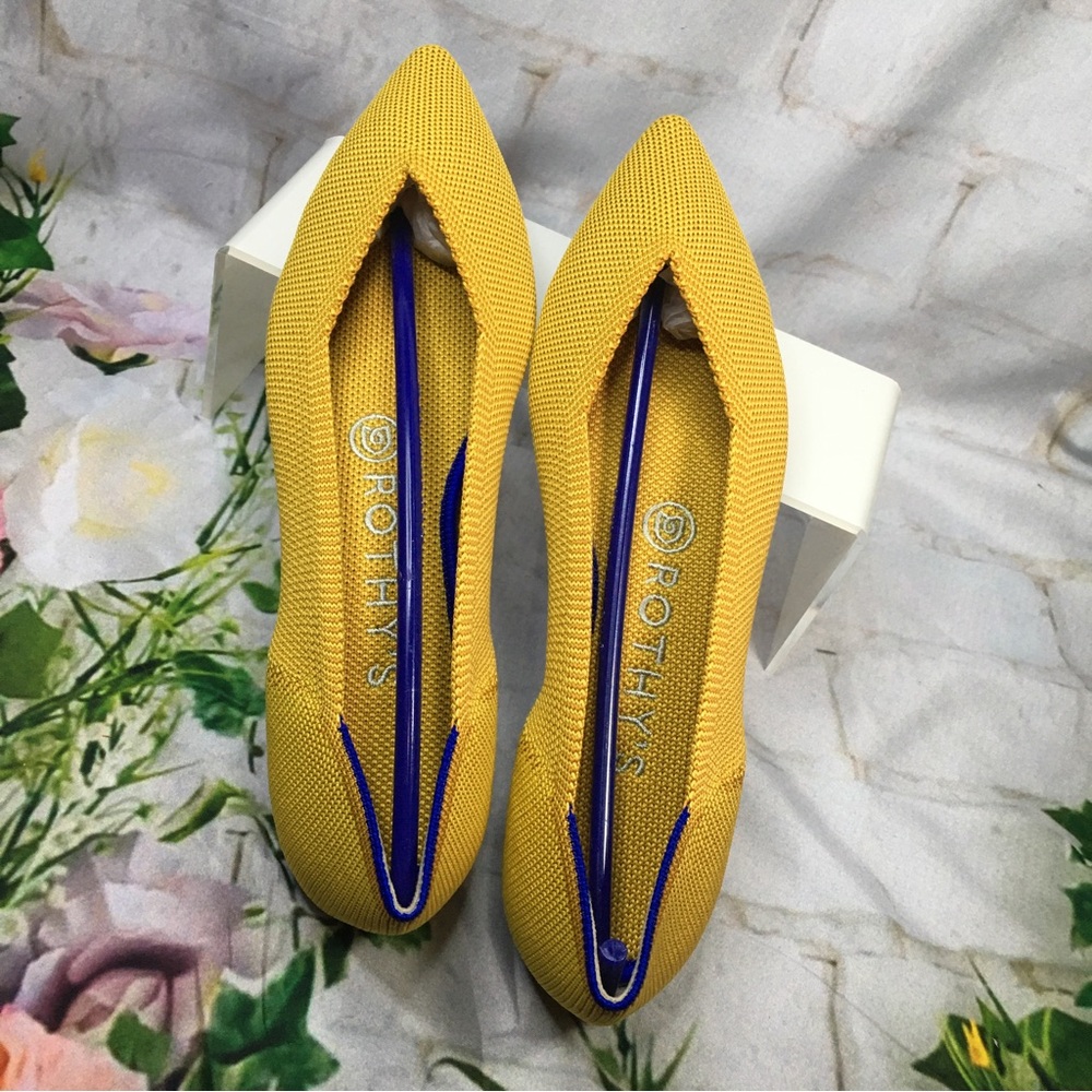 Rothy’s Shoes women’s sz 6.5 Yellow Marigold ballerina slippers flat shoes new - Picture 8 of 11